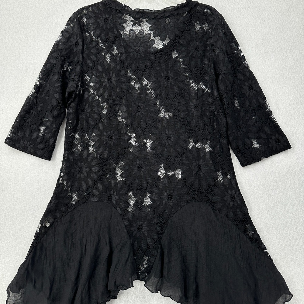 Free People‎ Black Lace Tunic Top Womens Medium Witchy Gothic - Picture 3 of 10
